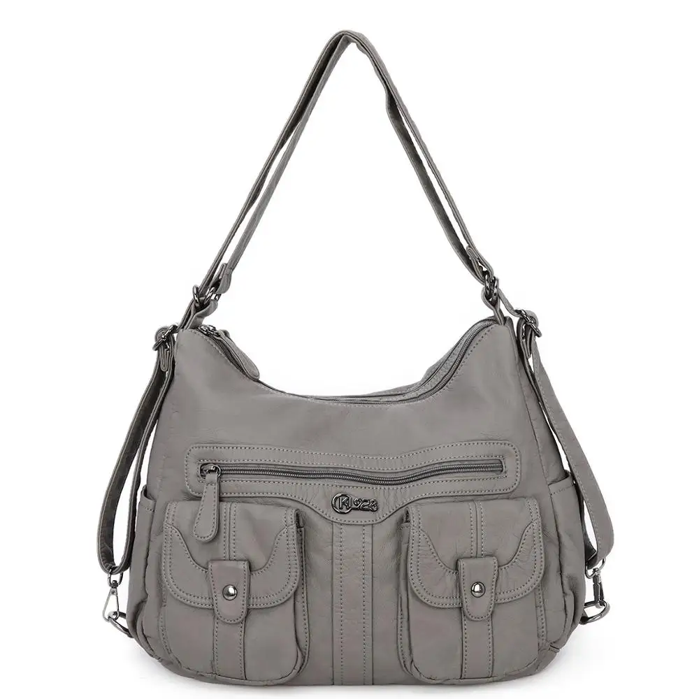 Grey KL928 Для женщин Сумки мягкие из искусственной кожи, на одно плечо, сумка через плечо, A-0107 - Цвет: Grey
