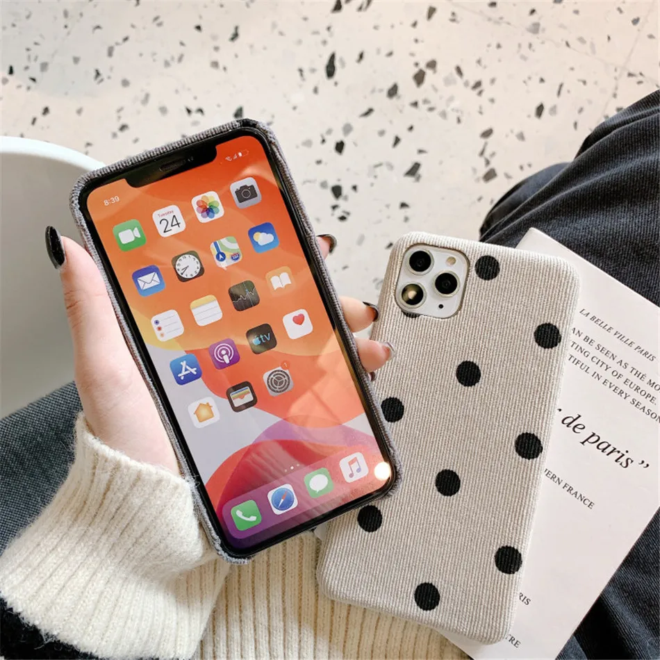 Kowkaka зимний замшевый мобильный чехол для телефона для iPhone 11 Pro Max X XR XS Max 6 6s 7 8 Plus Мягкий силиконовый чехол-накладка в горошек для пары