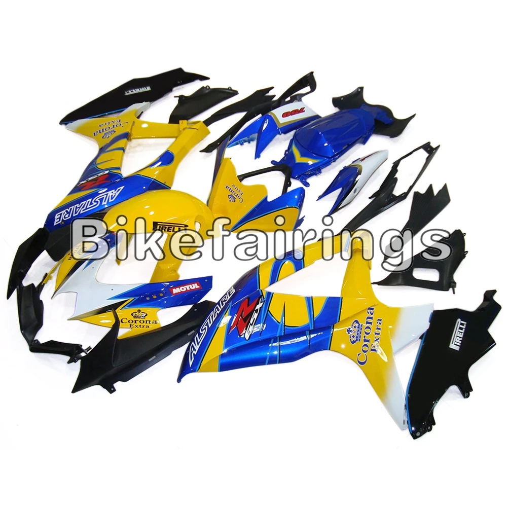 

Corona Yellow Blue Fairing kit with Black Lowers For Suzuki 08 09 10 GSXR600 GSXR750 K8 2008 2009 2010 ABS Injection Covers