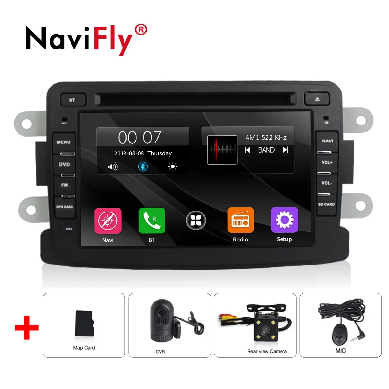 Car camera DVR Автомобильный DVD Радио для Dacia Duster Logan Sandero емкостный 7 дюймов gps навигационный экран стерео bluetooth динамик wifi 4G DVR - Цвет: Car camera DVR