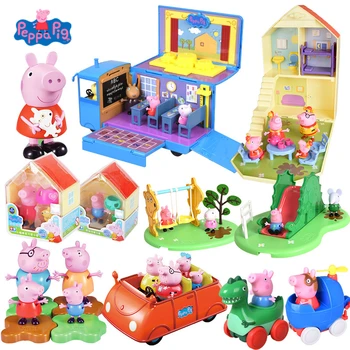

Genuine Peppa Pig Toys Simulation Scene Peppa's Deluxe House Action Figures Play Set Vehicle Toy Kids Gift-Official Original Box