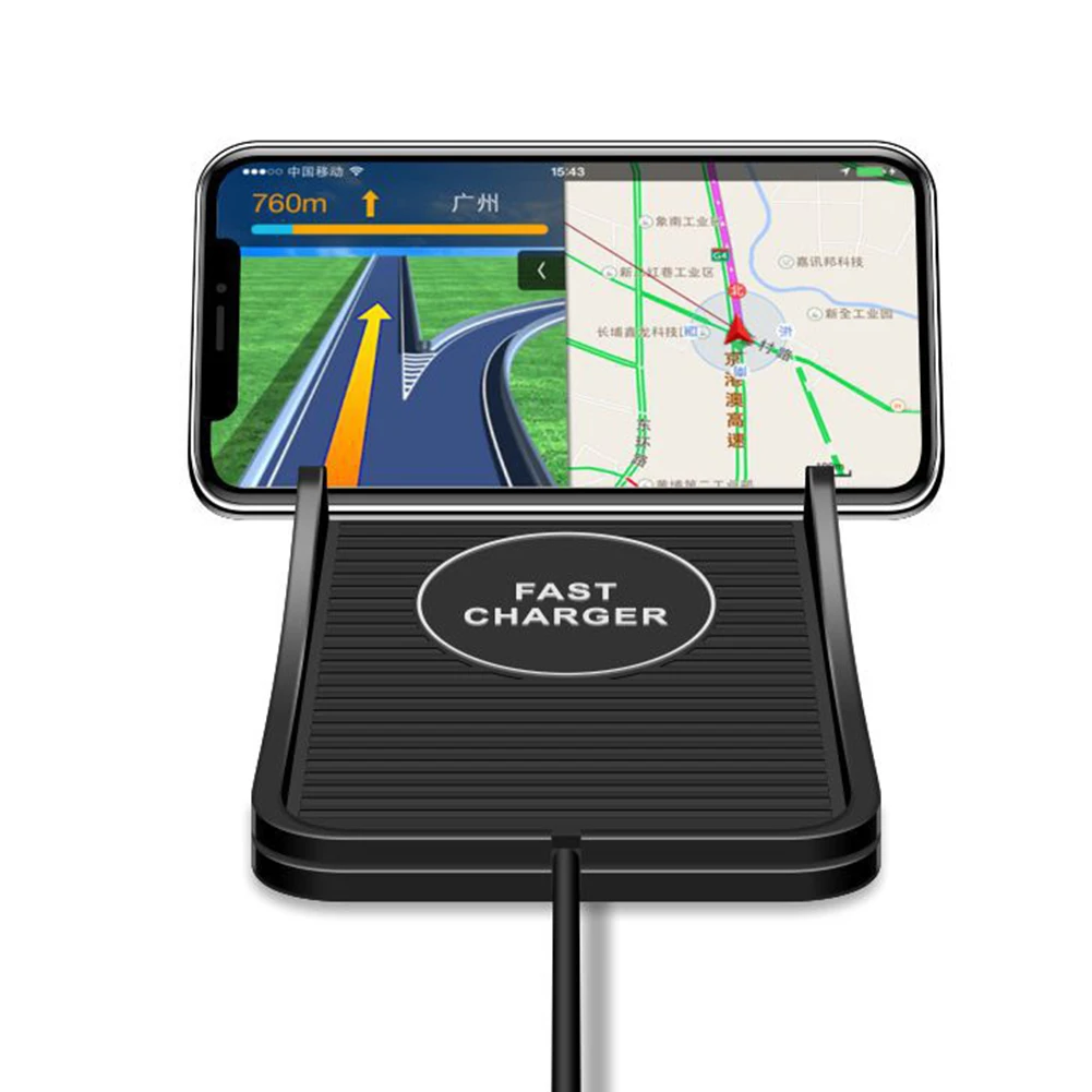 

Phone Holder Mat Protection Stable Car Charger Fast Anti Slip Universal Mount Silicone Qi Wireless Black Pad For Samsung