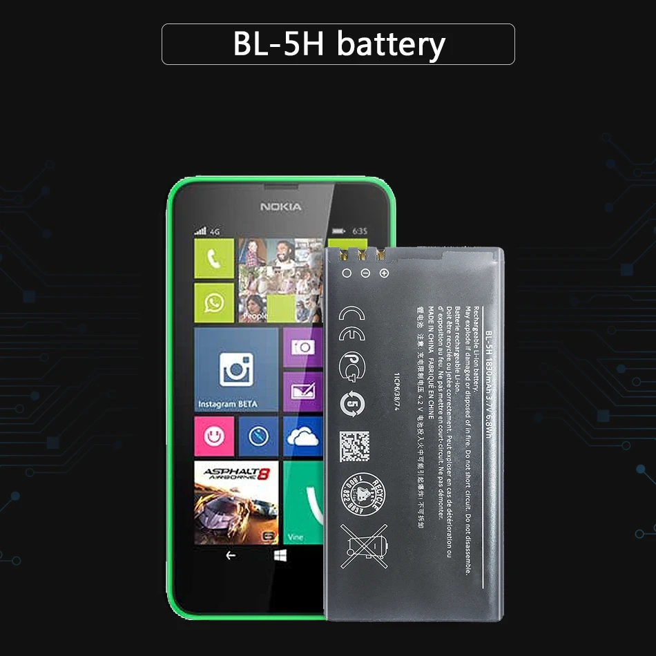 Литий ионный полимерный аккумулятор KiKiss для Nokia Lumia 630 Lumia630 BL 5H Moneypenny RM 977 978 1830