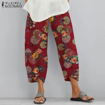 

Fashion Printed Harem Pants 2020 ZANZEA Women Trousers Casual Floral Long Pantalon Palazzo Female Elastic Waist Turnip Plus Size