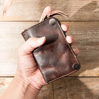 

Men's Leather Key Case Large Capacity Vegetable Tanned Leather Coin Purse Female Card Holder Head Leather Car Key Case Men