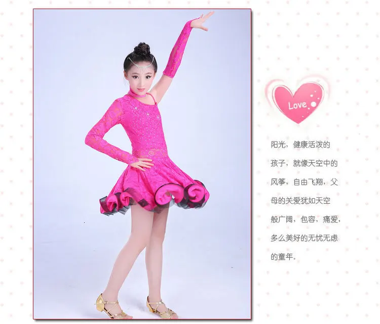 Songyuexia детская с длинными рукавами латинская юбка для танцев для девочек Salsa платье Танцы платье для девочек 3 цвета 110-160 см