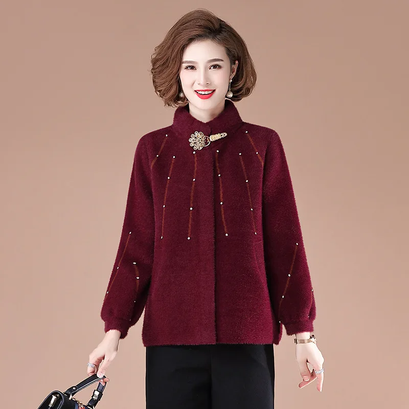Autumn Winter Middle-aged Women Cashmere Sweater
