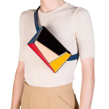 

Brand Colorful Geometric Women Chest Bag 2019 Fashion Fanny Pack female messenger Bags Luxury Designer Ladies Waist Bags black