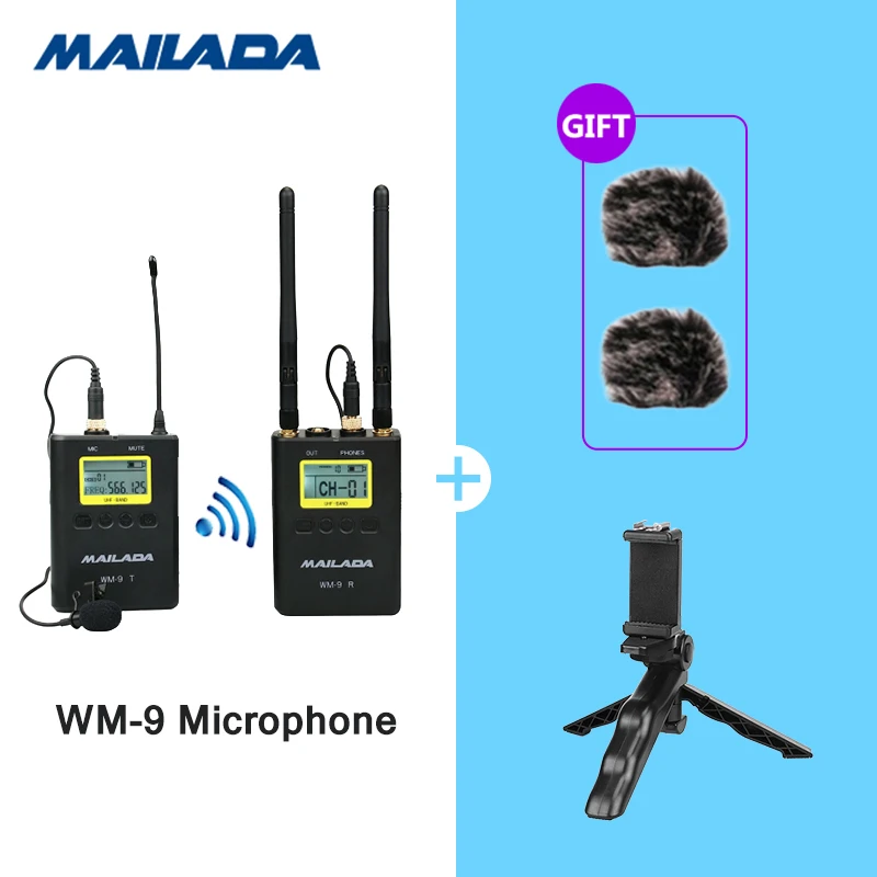 WM10 WM-9 WM8 UHF беспроводной микрофон системы канала петличный нагрудный микрофонный приемник передатчик для DSLR Canon sony рекордер - Цвет: WM9