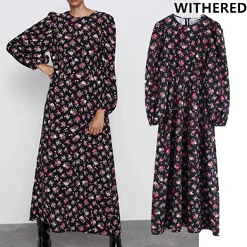 

Withered england style vintage floral printing elegant maxi dress women vestidos de fiesta de noche vestidos midi dress blazer