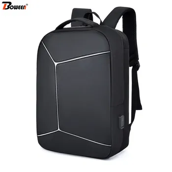 

Men Backpack for Laptop 15.6 Waterproof Oxford USB Charging Geometry Male Backpack Black Business Bagpack Large Capacity 2019