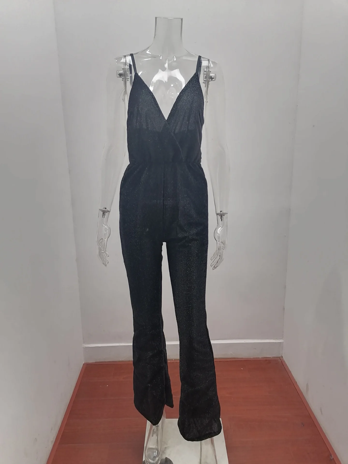 New Long Jumpersuit Women Rompers  2021 Elegant Sexy Shiny Solid Sequins Outfits Plus Size Fashion Free Shipping Items Clothes