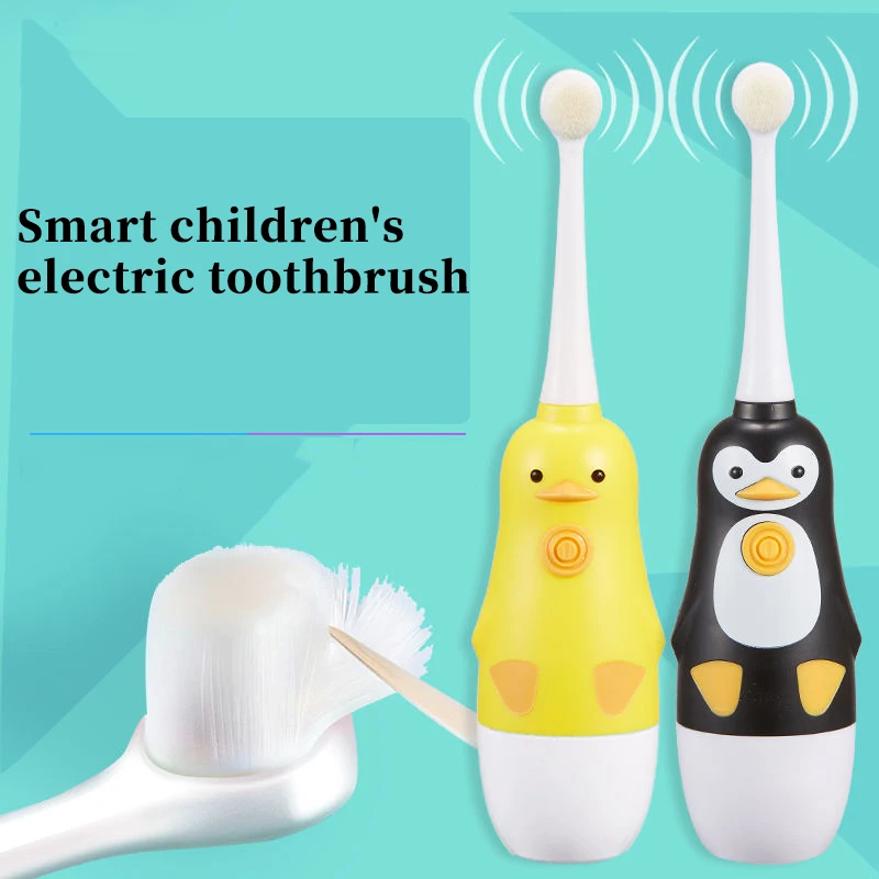 

Lntelligent Children Electric Toothbrush Cartoon Pattern Health Electric Teeth Tooth Brush For Kids with Soft Replacement Head