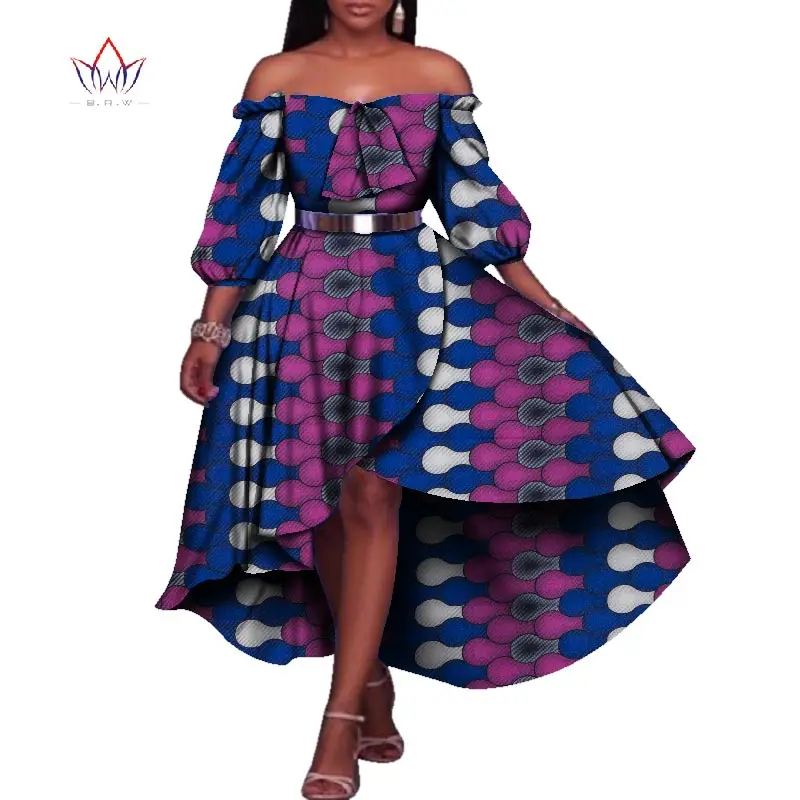 Африканские платья для женщин половина фонарь рукав вечерние платья размера плюс Базен Riche 6XL Дашики печать африканская одежда BRW WY1886 - Цвет: 12