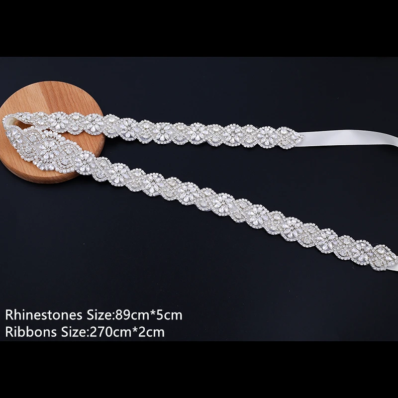 NZUK Rhinestone Bridal Belt Wedding With Crystal Diamond Wedding Dress Accessories Belt Sash 19cm-89cm Sash For Women bridal waistband bridal dress decoration