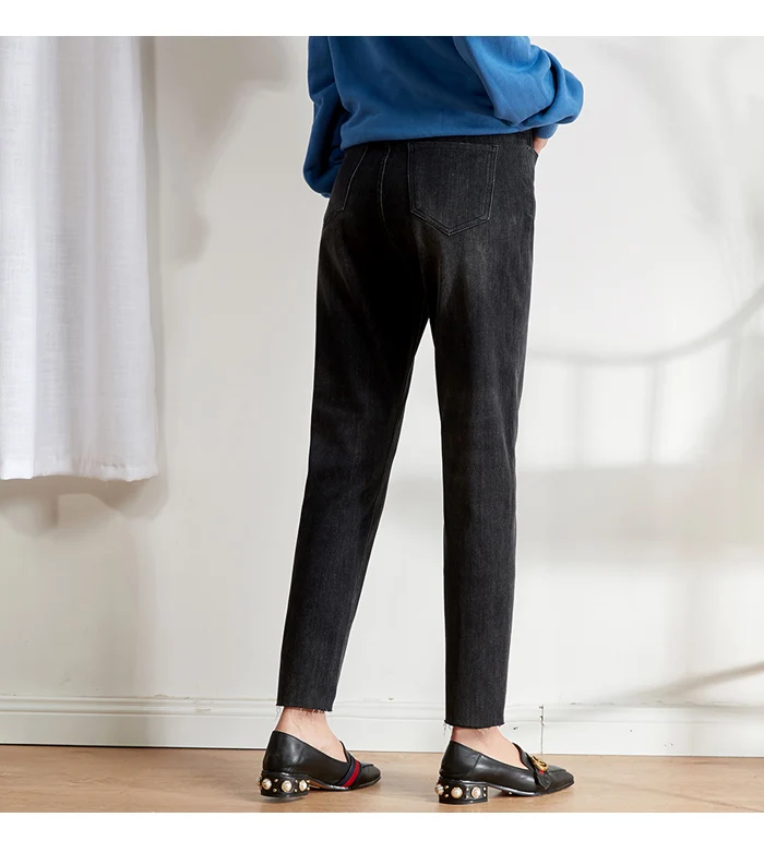 Женские узкие мытые джинсы LEIJIJEANS, черные джинсы из харлана с высокой посадкой, новая модель 9206 большого размера на осень