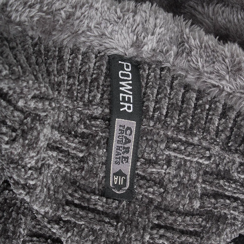 Комплект из 2 предметов, зимняя шапка и шарф для мужчин и женщин, Толстая теплая вязаная шапка с плюшевой подкладкой и шарф, ветрозащитная шапка Homme Hiver