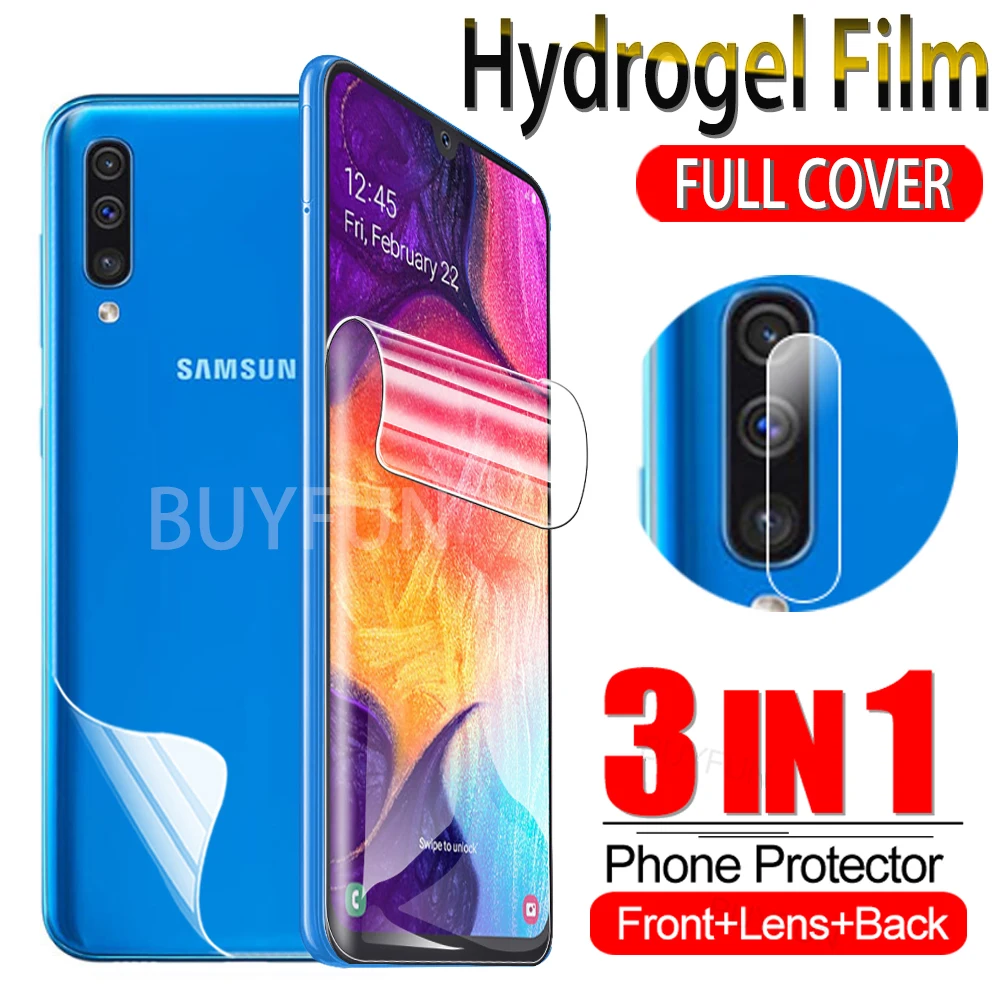 3in1 задняя крышка + передний гидрогель фотопленка объектив стекло для Samsung Galaxy A50s