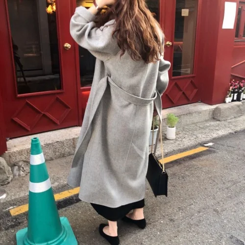 Весна Осень Зима Новая Корейская женская шерстяная смесь Тренч пальто новое теплое элегантное шерстяное пальто женское Ka74