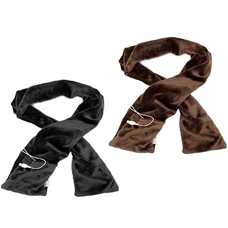 

Electric USB Powered Winter Heated Long Scarf with Heating Pad Neck Warmer Soft Shawl Wraps with Pockets Portable