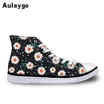 

Aulaygo Daisy Pattern Kids Shoes 3D Flowers Print Children Autumn Children Canvas Casual Boys Girls High-top Shoes Fashion Soft