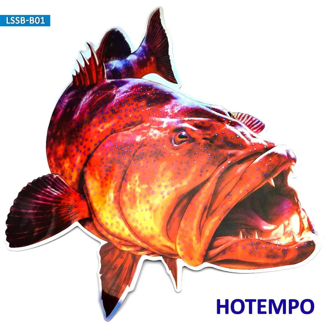 20cm Big Size Laser Dazzle Light Large Mouth Bass Giant Grouper Fish Fishing Stickers Boat Car Styling Waterproof Decal Stickers
