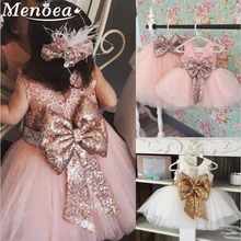 Menoea/Детское платье принцессы г. Летние Стильные Вечерние платья с бантом для девочек детское бальное платье для девочек, Сетчатое свадебное платье