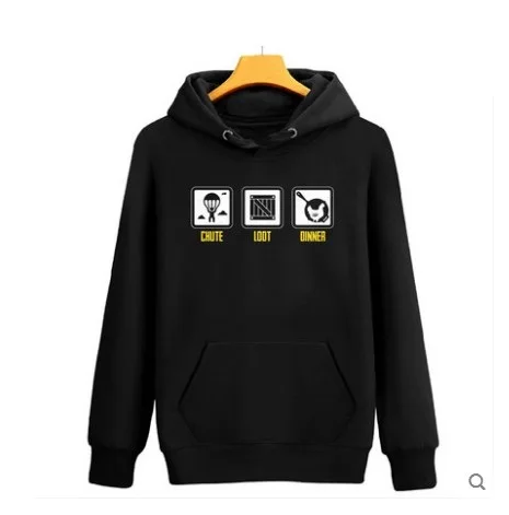 Игра Playerunknown's Battlegrounds PUBG Winner Chicken Dinner толстовки с капюшоном куртка, джемпер спортивные пуловеры - Цвет: Black