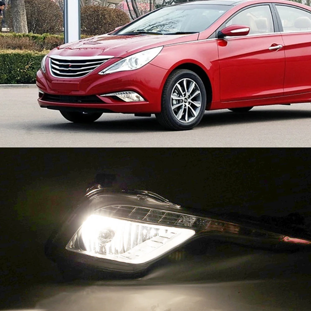 Автомобильные мигающие дневные ходовые огни 1 пара для Hyundai Sonata 8 Sonata8 2013 2014