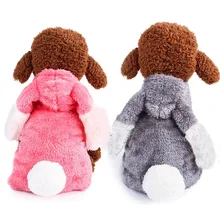 Pet коралловый бархат с капюшоном пальто милый кролик косплей костюм теплая зимняя одежда для собак