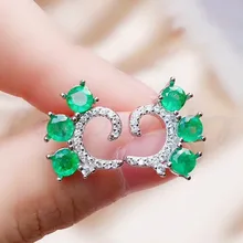 Серьги-гвоздики из натурального изумруда,, Стерлинговое Серебро 925 пробы для мужчин и женщин, 0.2ct* 6 шт., драгоценный камень# R982807