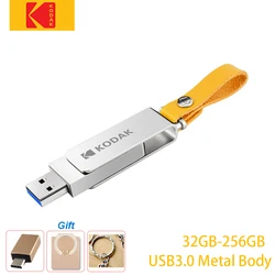 Kodak – clé USB 3.0 métallique haute vitesse, support à mémoire de 32GB 64GB 128GB 256GB, lecteur flash pour Macbook/ordinateur portable/PC, adaptateur gratuit 