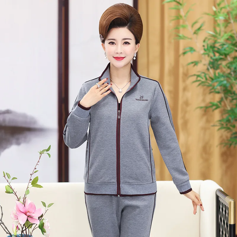 

40 Middle-aged Female Autumn 2018 New Style Casual Mom Coat Women's Autumn Long Sleeve Middle Aged And Elderly People Sports Clo