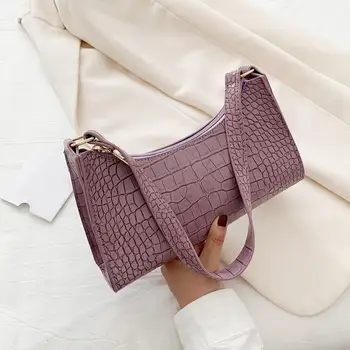 

Women Small Shoulder Bags Retro Alligator Pattern PU Leather Handbag 2020 New Design Female Casual Daily Tote Underarm Bags