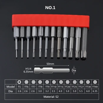 

50/70/100mm 12Pcs/Set Security Tamper Proof Magnetic Screwdriver Drill Bit Screw Driver Bits Hex Torx Flat Head 1/4" Hand Tool