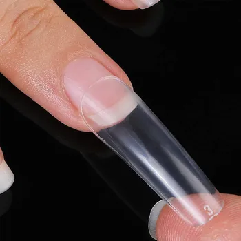 

KROFAUE Full Cover Coffin Fake Nails Acrylic UV Gel Manicure French False Nails Tips Home DIY Square Nail