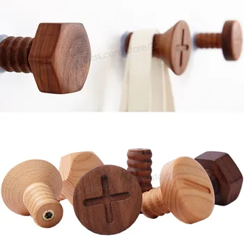 

3pcs/lot Wooden Single Organizer Hangers Wall Mounted Coat Rack Hat Hooks Wooden Towel Hooks