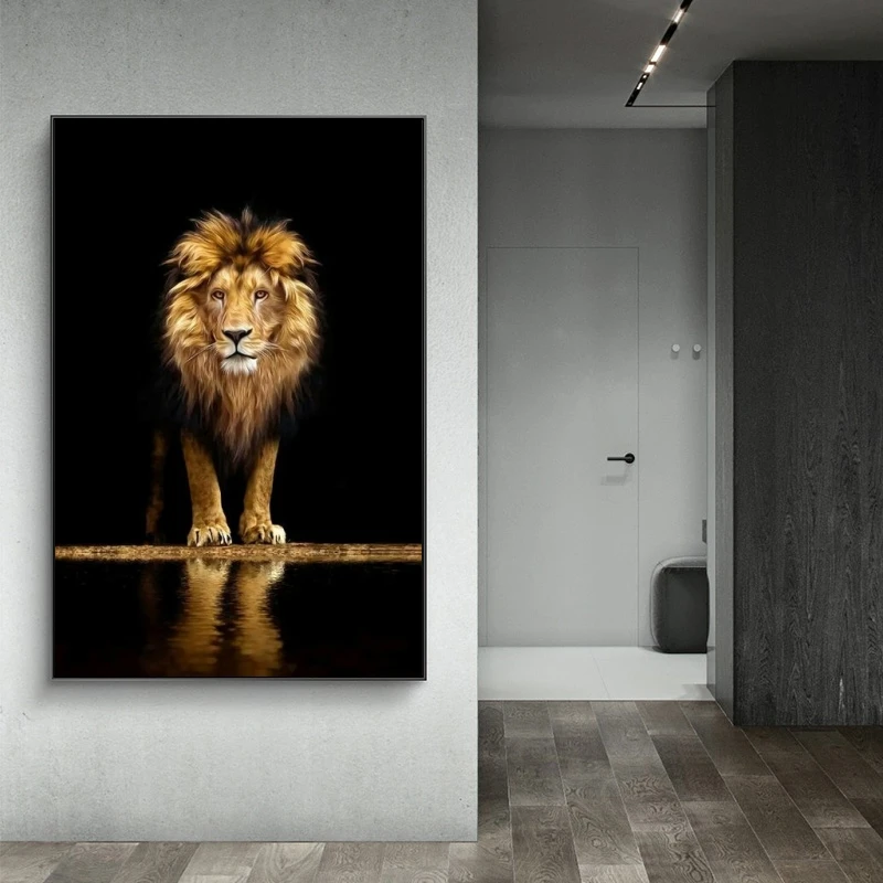 Lion-in-the-Dark-Canvas-Art-Posters-And-Prints-Animals-Wall-Art-Decorative-Pictures-African-Lion