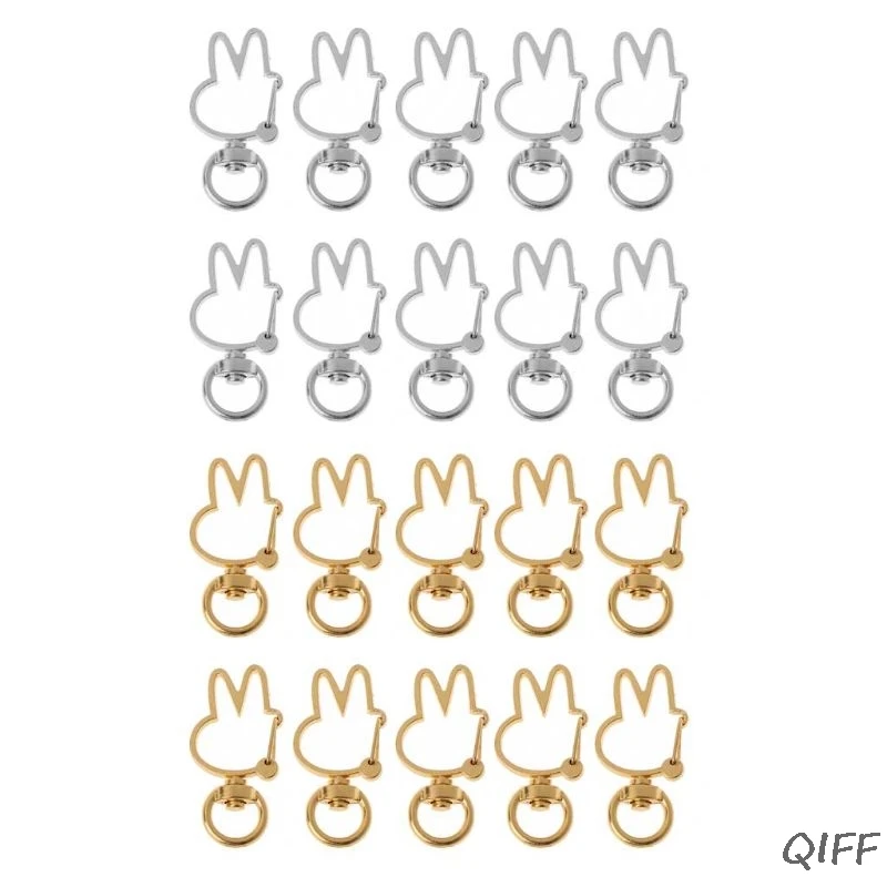 

10Pcs Cute Rabbit Keychain Metal Swivel Lobster Clasp Snap Hook Jewelry Findings