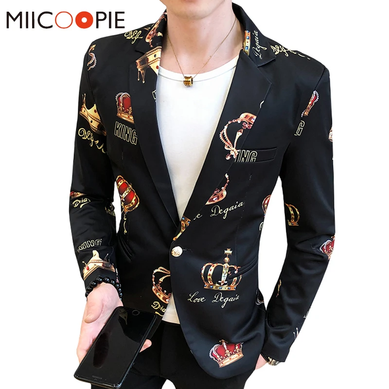 Tuxedo Blazer Suit Jacket Slim-Fit Streetwear Stage Royal Casual 3D 3XL Nightclub Brand