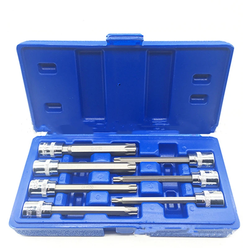 

7pcs 3/8" extra long torx star bit socket set +case T25 T30 T40 T45 T50 T55 T60