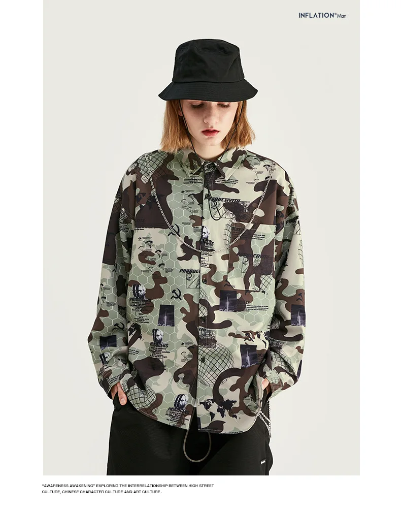Мужская рубашка, длинная, chemise homme, осень-весна, быстрая мода, повседневная камуфляжная рубашка, цифровой принт, свободный стиль