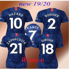 Женские футболки для футбола 19/20 HAZARD KANTE Chelsea, футболки для футбола, Домашняя футболка JORGINHO HIGUAIN PULISIC WILLIAN MARCOS