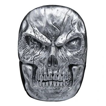 

1PC PU Backpack Embossed Ghost Face 3D Skull Waterproof Shoulder Bag for Halloween (Light Grey)