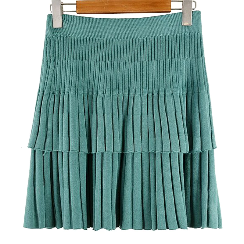 

[EWQ] 2019 Spring Autumn New Pattern Preppy Style Solid Pleated Student Girl High Empire Waist Pleated Cake Skirt PA015