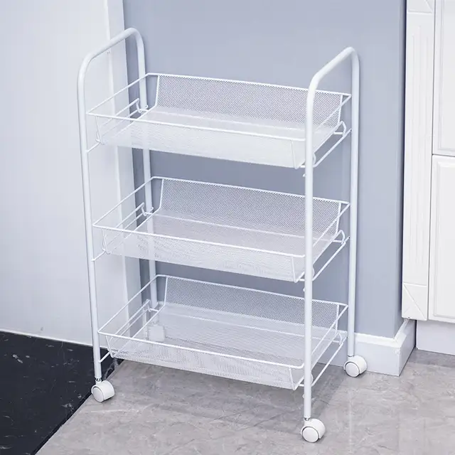 Mobile Racks Carts Wheeled Bedroom Kitchen Storage Beauty 3 Tier