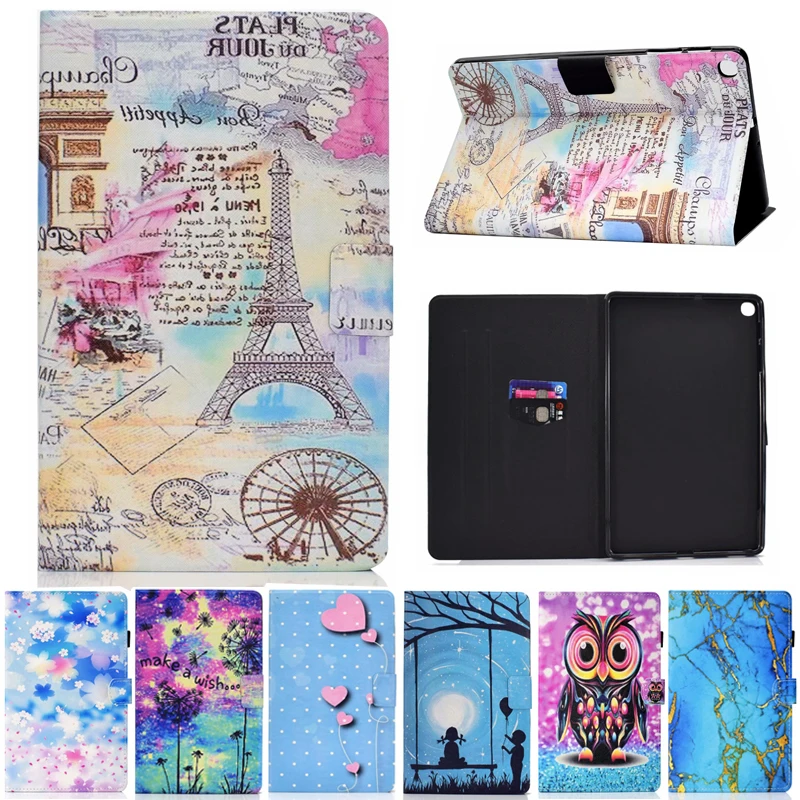 Per Il Caso Di Samsung Galaxy Tab 8.0 Pollici Sm-P200 P205 2019 Copertura Coque Slot Per Scheda Di Cuoio Di Lusso Del Fumetto Del Basamento Tablets Ca