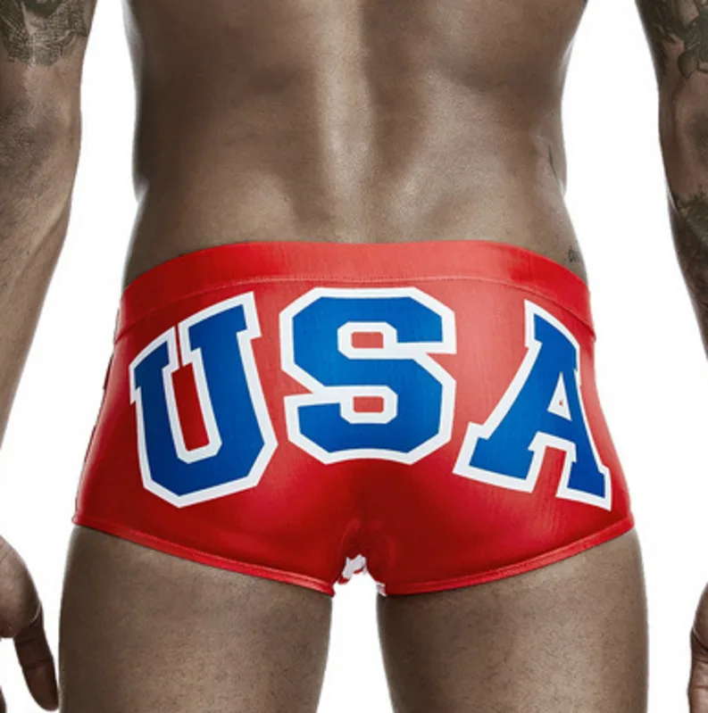 UK US CA Flag Swimwear Man Swimsuits Swimming Trunks For Men Fast Dry Mens Swim Briefs Men's Bathing Suits Beach Surf Short
