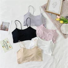 Женское нижнее белье, топы без косточек, одноцветные, хлопковые, тонкие, красивые, сзади, нижнее белье, без косточек, удобные бюстгальтеры для девушек, женское нижнее белье, 1