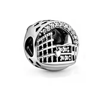 

2020 Summer New silver color Rome Colosseum Openwork Charms Beads fit Original Bracelets Women DIY Jewelry